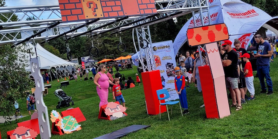 Super Mario Bros. course | 123 Ninja Go - Mobile obstacle course | Schools - Festivals - Camp | Ninja Warrior - OCR